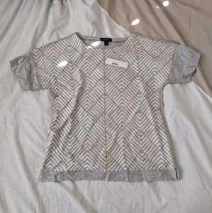 NWT J. Crew Gray Embroidered Herringbone T-Shirt